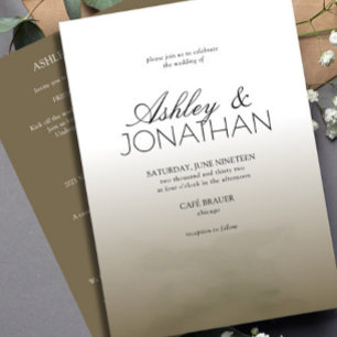 Convite Castanho Moderno e Casamento Minimalista Marrom Al