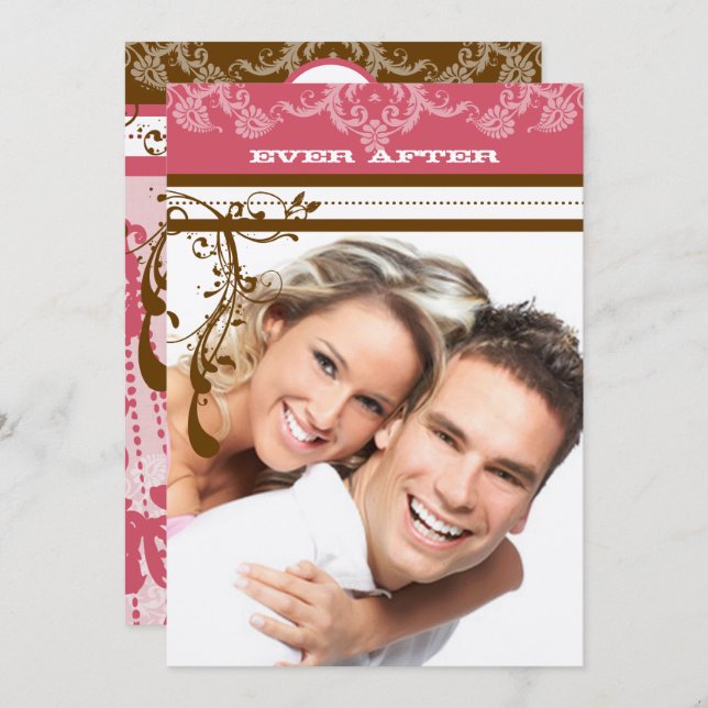 Convite Castanho-rosa-rosado, castanho-pintado, candelabro (Frente/Verso)