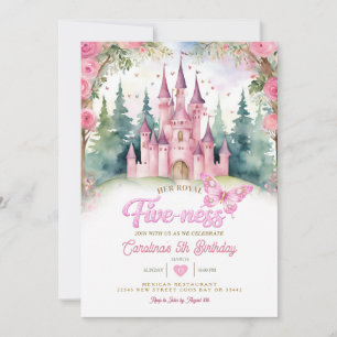 Convite Castelo da Borboleta Rosa Aniversário de Sua Altez