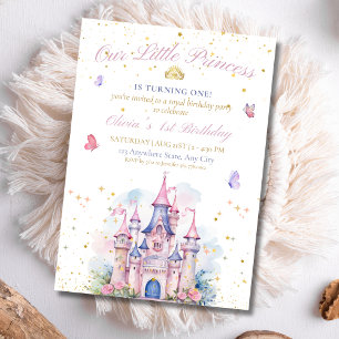 Convite Castelo da Princesa Aniversário de 1 ano Conto de 