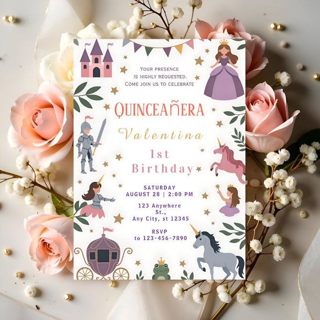 Convite Castelo da Princesa Unicórnio 1º Aniversário (Criador carregado)