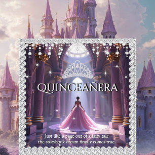 Convite Castelo de Aniversário de Quinze Anos Rosa Roxo Di