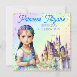 Convite Castelo de Arco-íris da Fantasia da Princesa Paste