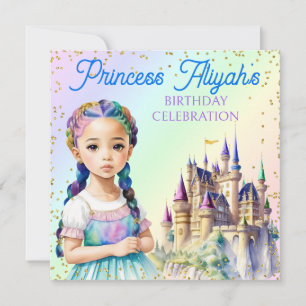 Convite Castelo de Arco-íris de Fantasia da Princesa Paste