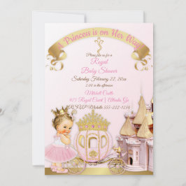 Convite Castelo de Carruagem da Princesa Real Rosa Dourado