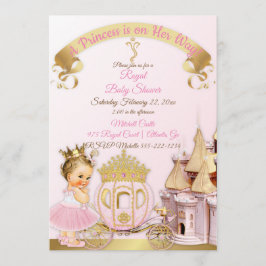 Convite Castelo de Carruagem da Princesa Real Rosa Dourado
