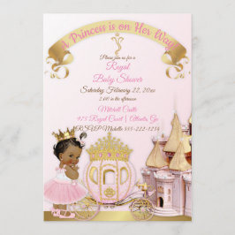 Convite Castelo de Carruagem da Princesa Real Rosa Dourado