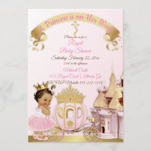 Convite Castelo de Carruagem da Princesa Real Rosa Dourado