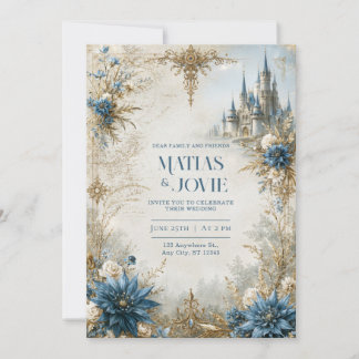 Convite Castelo de Casamento Blue Blossom
