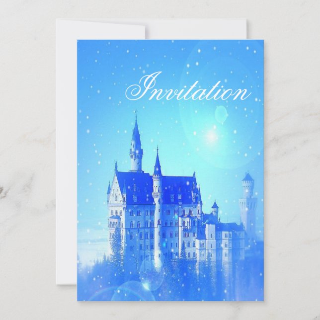 Convite castelo de conto de fadas do partido princesa (Frente)