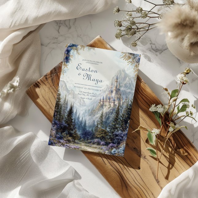 Convite Castelo de Contos de Fadas Casamento na Montanha N (Criador carregado)