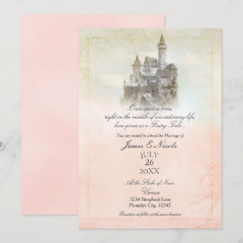 Convite Castelo de Contos de Fadas Cor-de-Rosa Sonhador pa