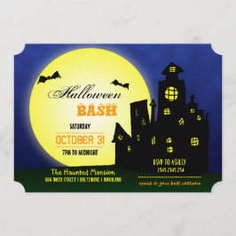 Convite Castelo de Halloween Bash Haunted| Morcegos| Lua