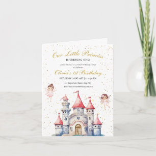 Convite Castelo de Princesa Aniversário de 1 ano Festa Rea