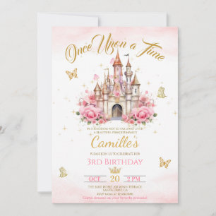 Convite castelo de princesa do Era Uma Vez aniversário