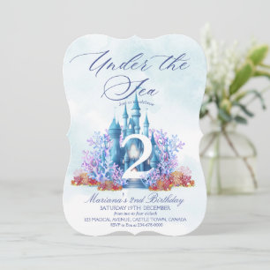 Convite Castelo do Oceano em Aquarela Sob o Mar Aniversári
