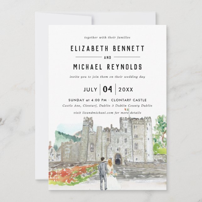 Convite Castelo Elegante | Fim de Semana de Casamento Ilus (Frente)