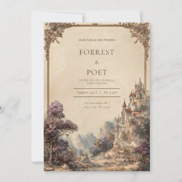 Convite Castelo Floral Montanhoso de Fantasia Vintage Casa