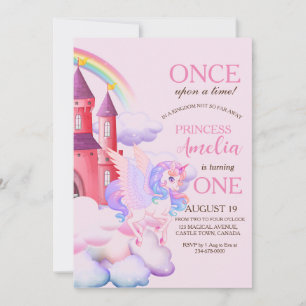 Convite Castelo Mágico Rosa Unicórnios 1rua Princesa Anive