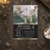 Castelo Medieval Dragão de Bronze Cumpleanos Metál