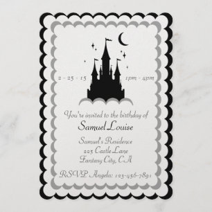 Convite Castelo Negro De Sonho Branco No Aniversário Das 
