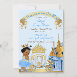 Convite Castelo Real da Princesa Carruagem Azul Dourado Me