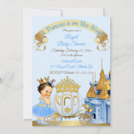 Convite Castelo Real da Princesa Carruagem Azul Dourado Me