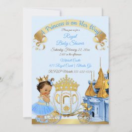 Convite Castelo Real Princesa Carruagem Azul Dourado Menin