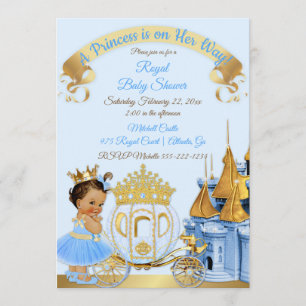 Convite Castelo Real Princesa Carruagem Azul Dourado Menin