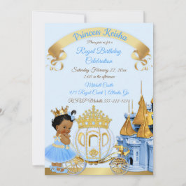 Convite Castelo Real Princesa Carruagem Azul Dourado Menin