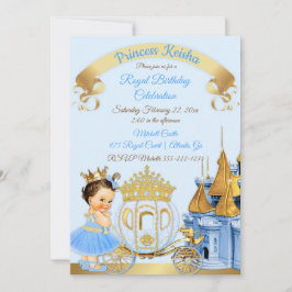 Convite Castelo Real Princesa Carruagem Azul Dourado Menin