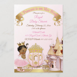 Convite Castelo Real Princesa Carruagem Rosa Dourado Menin