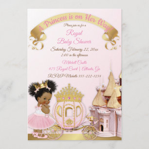 Convite Castelo Real Princesa Carruagem Rosa Dourado Menin