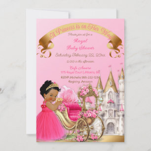 Convite Castelo Real Princesa Carruagem Rosa Dourado Menin