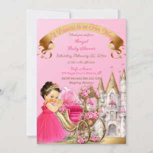 Convite Castelo Real Princesa Carruagem Rosa Dourado Menin