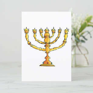 Convite Castiçal Judaico Menorá Dourada