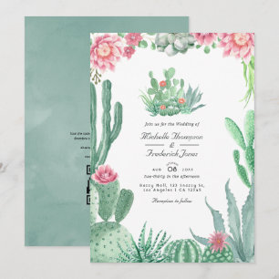 Convite Casuais Suculentas em Aquarela Código QR RSVP Casa