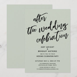 Convite Casual Após a Celebração do Casamento Verde Salvia