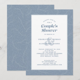 Convite Casual Azul Moderno Dusty Casual do Chá casal