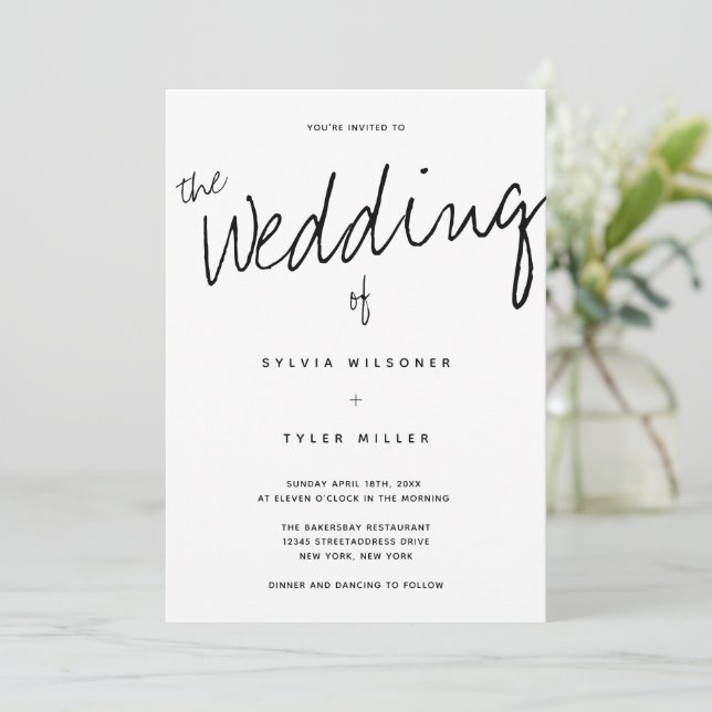 Convite Casual Casual Moderno Casamento da Tipografia Mini (Em pé/Frente)