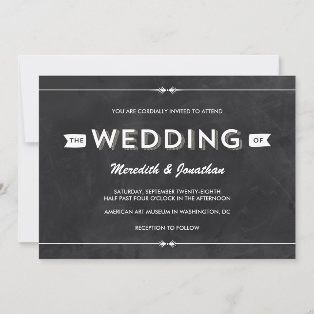Convite Casual Chalkboard Wedding (Frente)