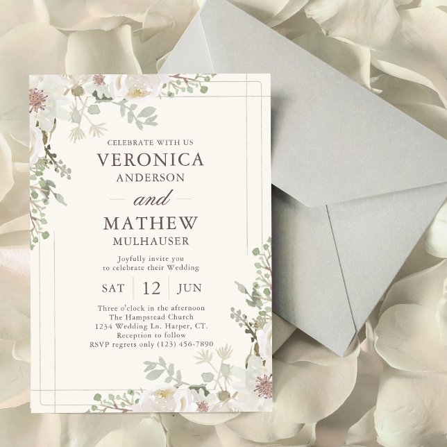 Convite Casual Cream Spring Floral Wedding Invitations (Criador carregado)