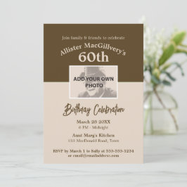 Convite Casual de 60º Aniversário com Foto - Brown