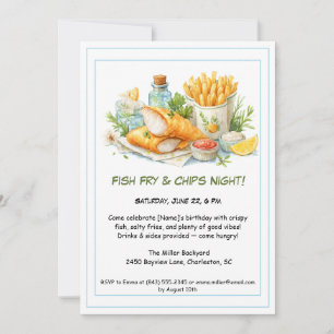 Convite Casual de frutos do mar - aniversário de Fritura d