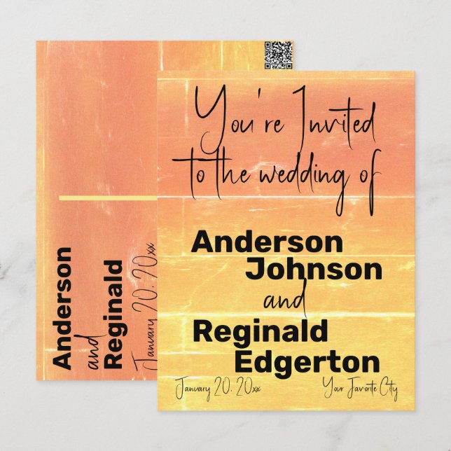 Convite Casual de Verão Amarelo Dourado Verso e Fr (Frente/Verso)