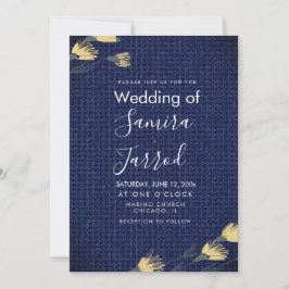 Convite Casual Denim e Flores Selvagens para Casam