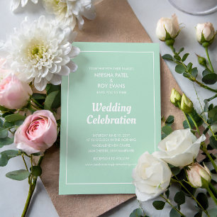 Convite Casual Elegant Green Photo Wedding