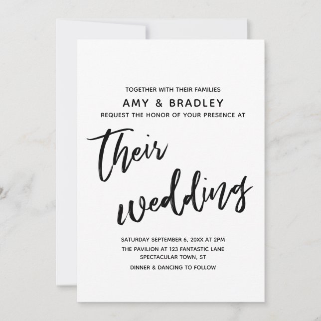 Convite Casual Handwriting Tipografia Simples Casamento (Frente)