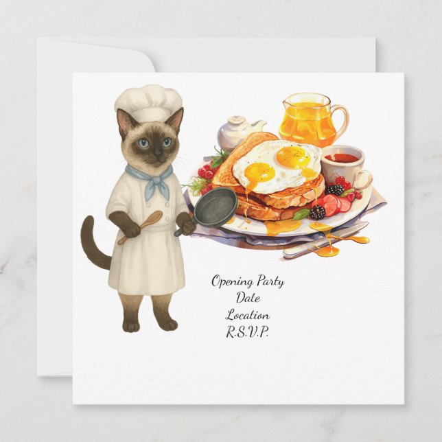 Convite Cat Chef Cooking Party for Cat Lovers  (Frente)