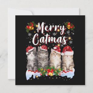 Convite Cat Christmas Santa Hat Engraçado Feliz Catmas